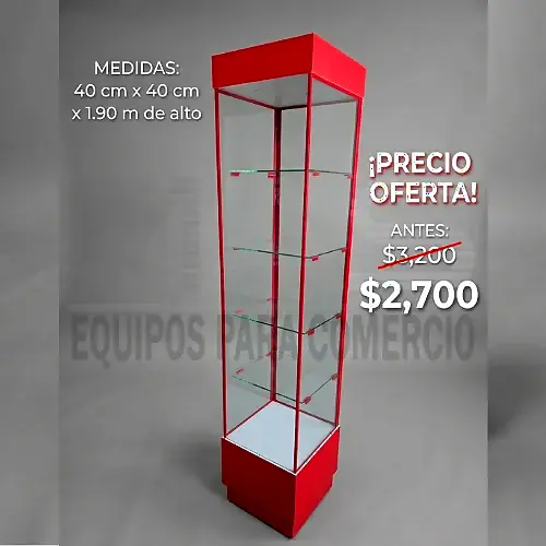 Vitrina tipo columna roja